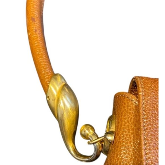 DE VECCHI HAMILTON LOGE CARMEL LEATHER SADDLE BAG GOLD HARDWARE - Picture 2 of 5